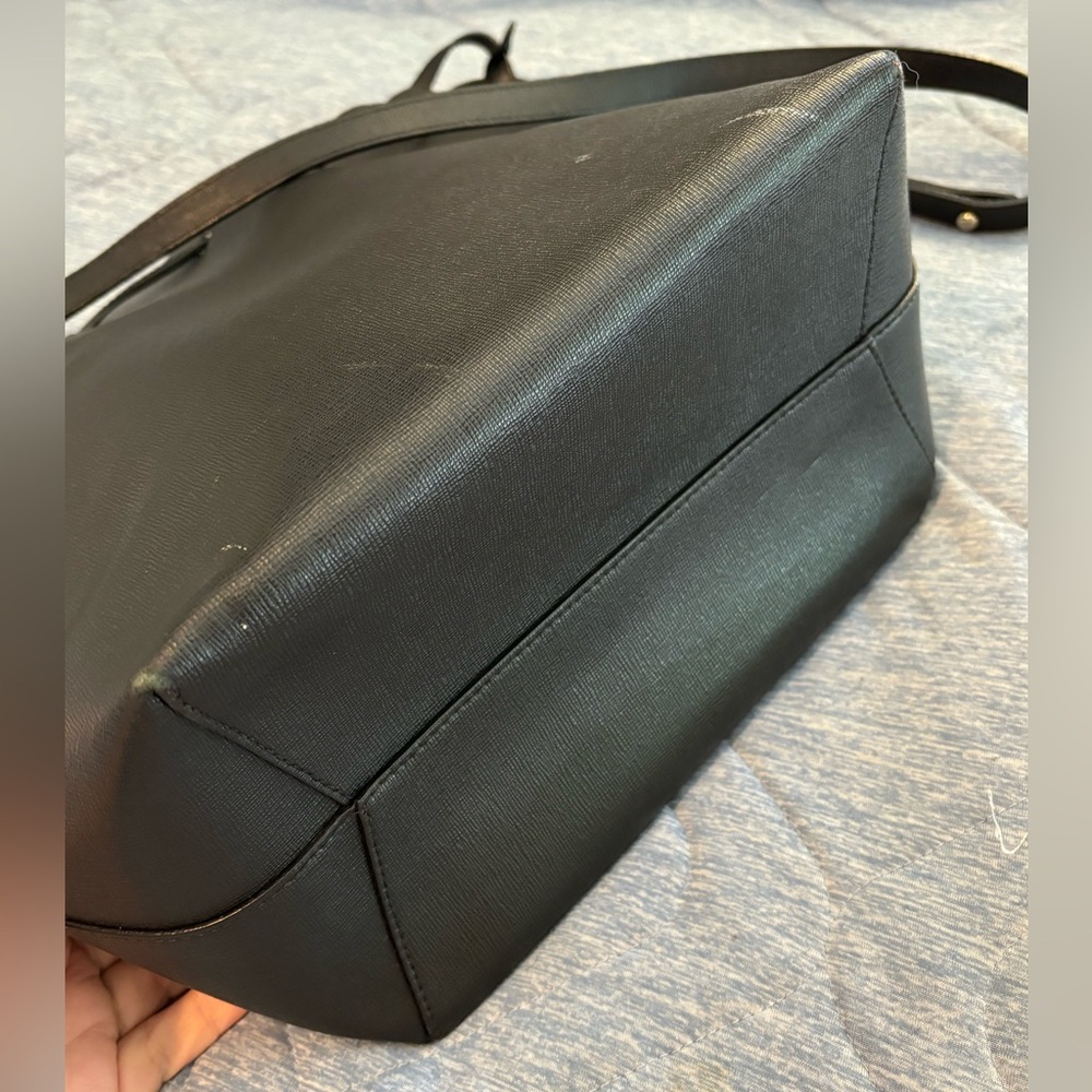 Mansur Gavriel Black Leather Bucket Bag with Red Interior - Picture 6 of 9